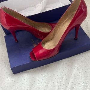 Stylish Red Peep-Toe Heels